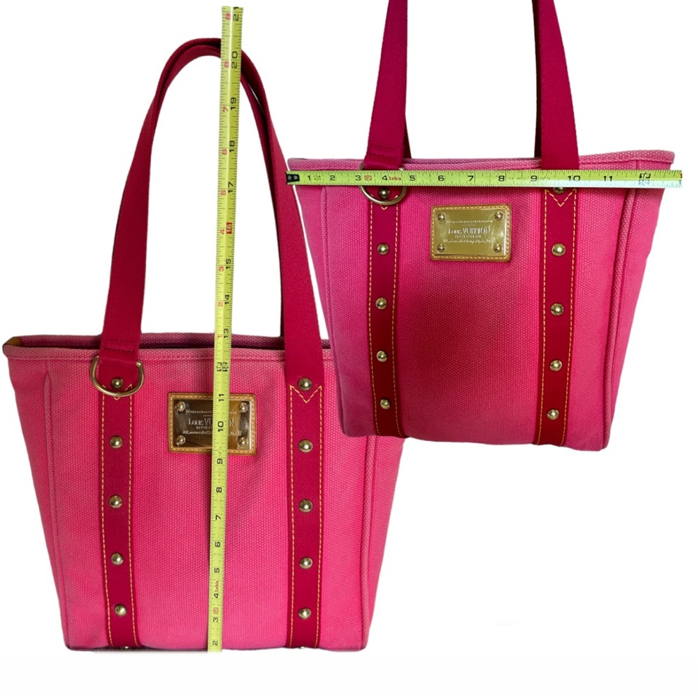 LOUIS VUITTON Antigua Cabas Hippo MM Women’s Shoulder Bag Tote Bag Pink Red - Picture 17 of 17